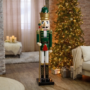 5 Ft. Giant Classic Green Wood Holiday Nutcracker with Scepter