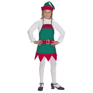 Child'S Elf Holiday Apron & Hat - One Size Fits Most