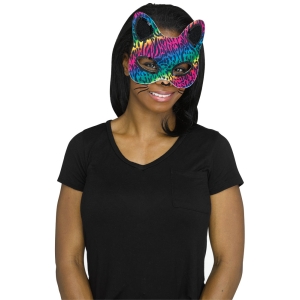 Cat Masks W/Tattoos Rainbow