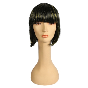 Adults Straight Chin-Length with Bangs China Doll Wig - Black & Yellow