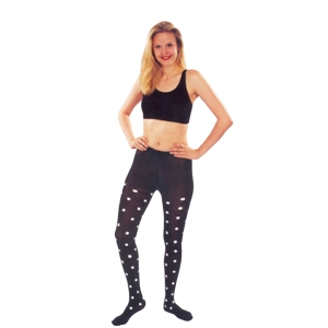 Tights Opaque Lrg Blk Wht Dot