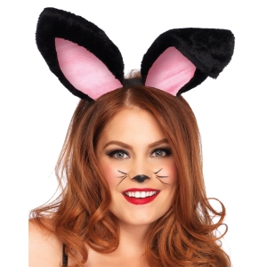 Bunny Ears Adult Plush Black